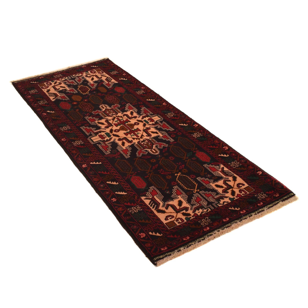 Afghan Baluchi Rug 2' 8" x 6' 11" Hand-Knotted | No. AL49603