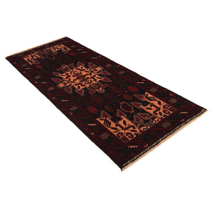 Afghan Baluchi Rug 2' 8" x 6' 11" Hand-Knotted | No. AL49603