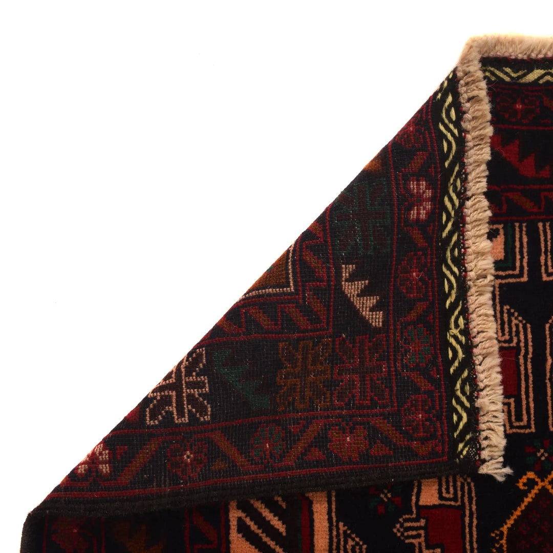 Afghan Baluchi Rug 2' 8" x 6' 11" Hand-Knotted | No. AL49603