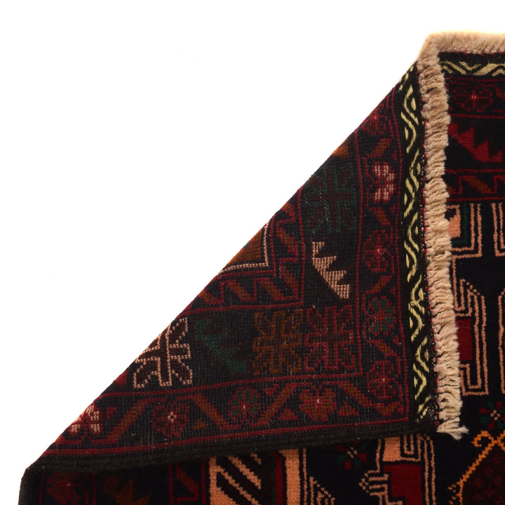 Afghan Baluchi Rug 2' 8" x 6' 11" Hand-Knotted | No. AL49603