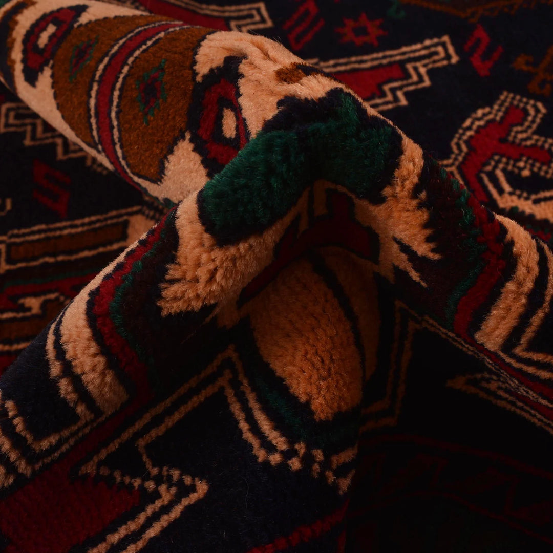 Afghan Baluchi Rug 2' 8" x 6' 11" Hand-Knotted | No. AL49603