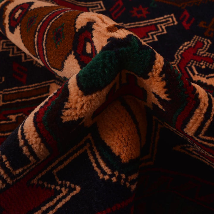 Afghan Baluchi Rug 2' 8" x 6' 11" Hand-Knotted | No. AL49603