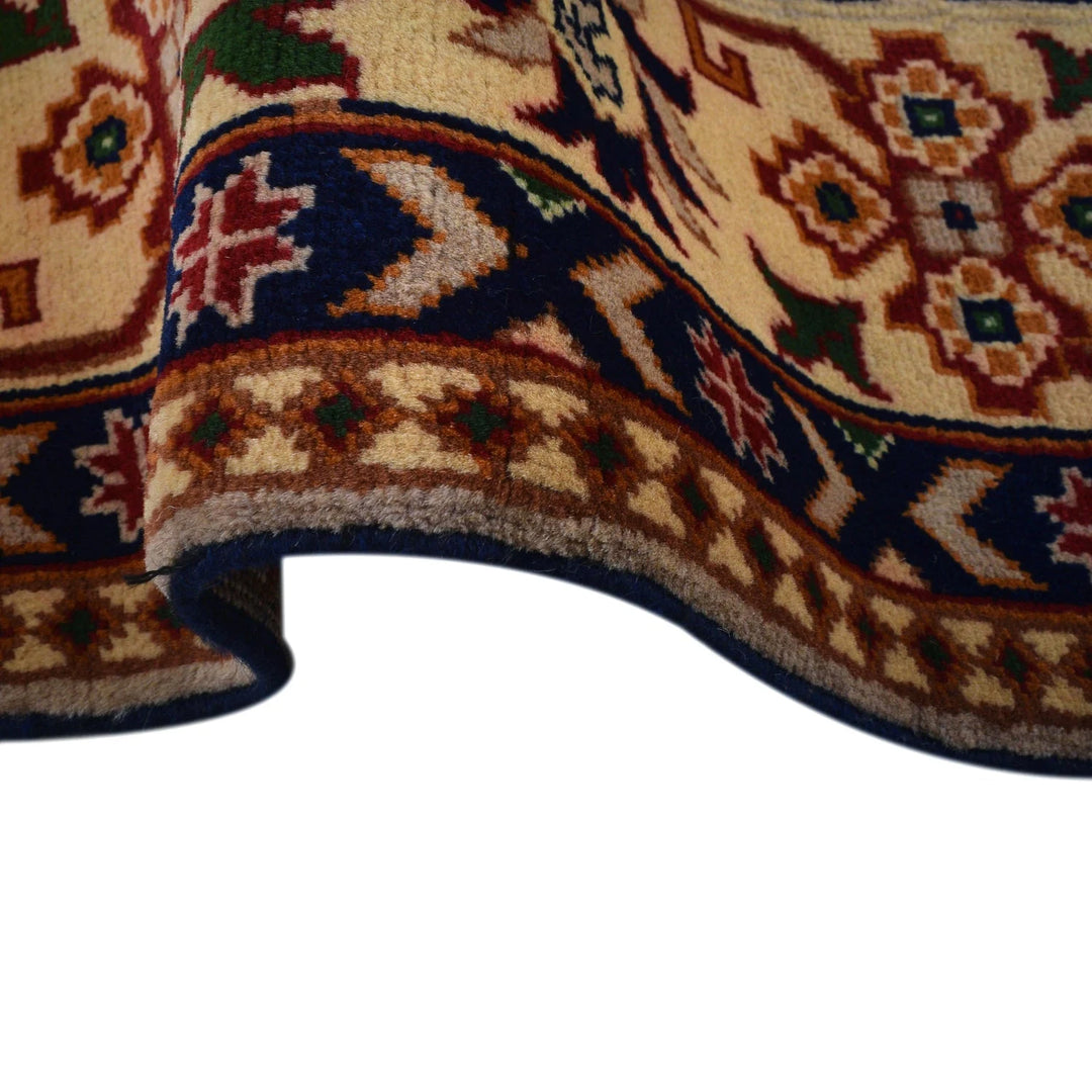 Beige Afghan Geometric Rug 6' 7" x 10' 4" Hand-Knotted | No. AL49667