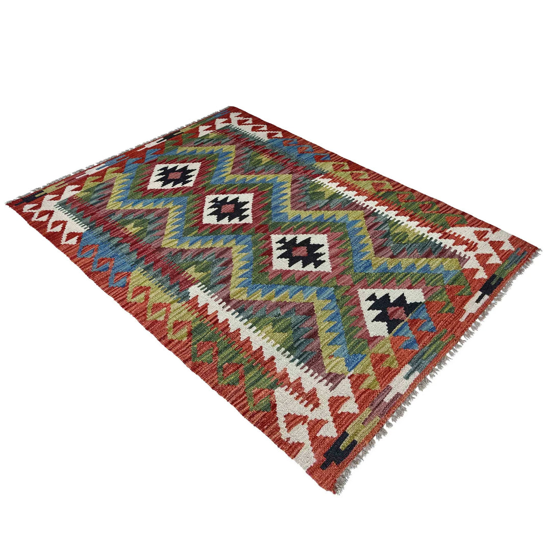 Afghan Vegetable Kilim Rug 2' 9" x 4' 2" Flat-Weave | No. AL49696