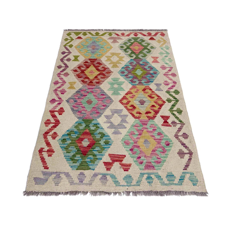Afghan Vegetable Kilim Rug 2' 6" x 4' 2" Flat-Weave | No. AL497143