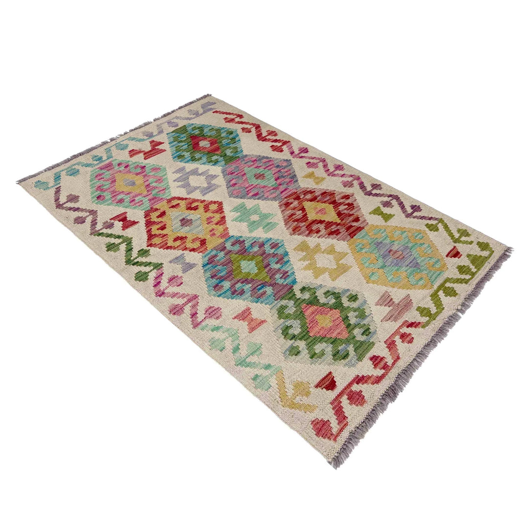 Afghan Vegetable Kilim Rug 2' 6" x 4' 2" Flat-Weave | No. AL497143