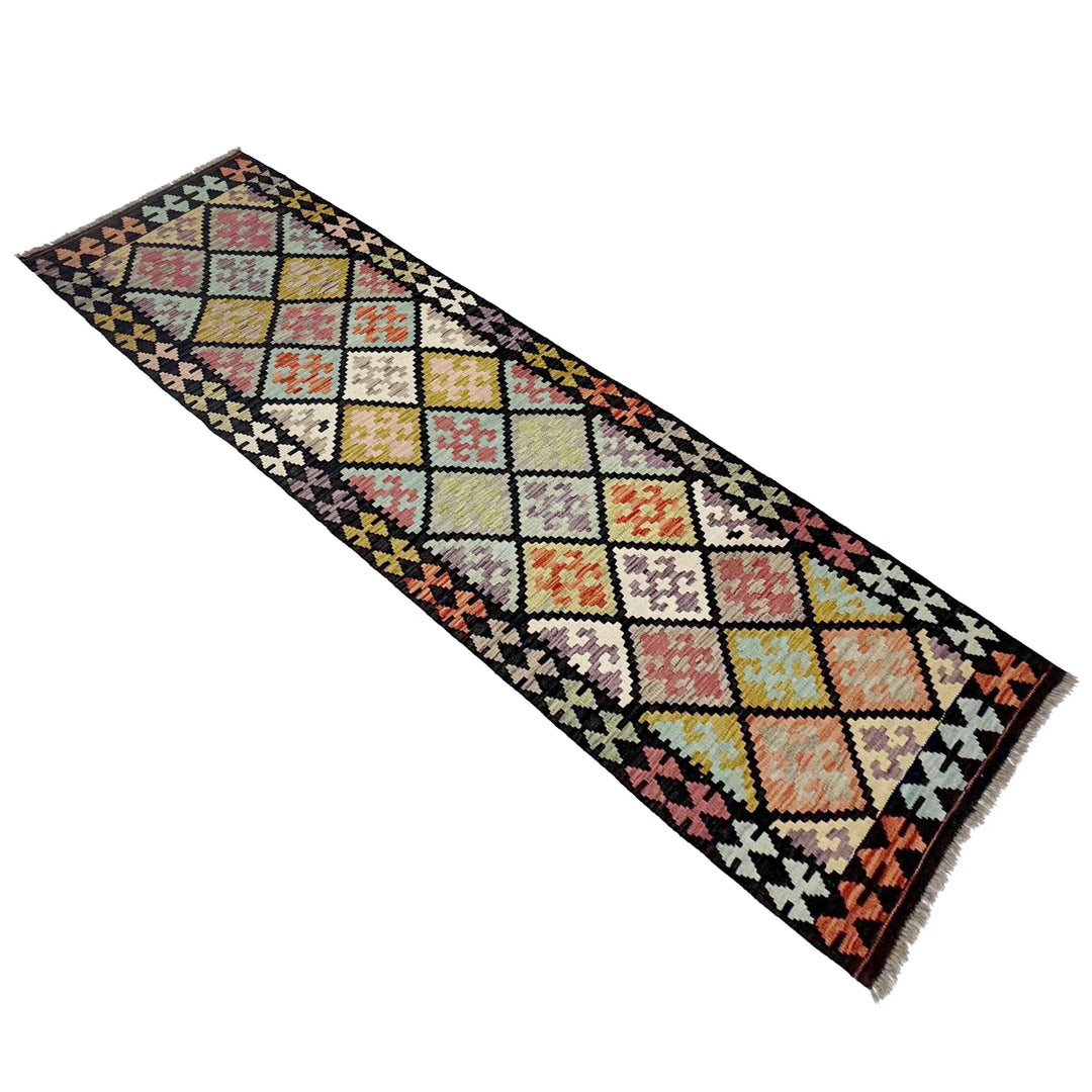 Afghan Vegetable Kilim Rug 2' 8" x 9' 7" Flat-Weave | No. AL497220