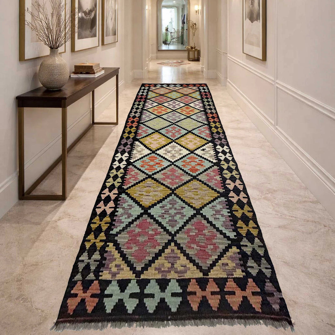 Afghan Vegetable Kilim Rug 2' 8" x 9' 7" Flat-Weave | No. AL497220
