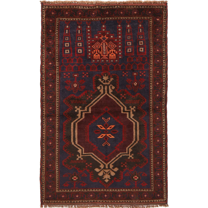 Afghan Prayer Rug 2' 11" x 4' 8" Hand-Knotted | No. AL49847