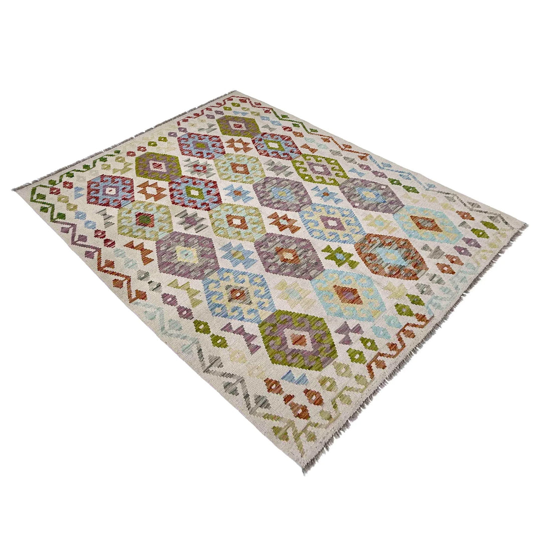Afghan Kilim Rug 5'1" x 6'10" Flat-Weave | No. AL49849