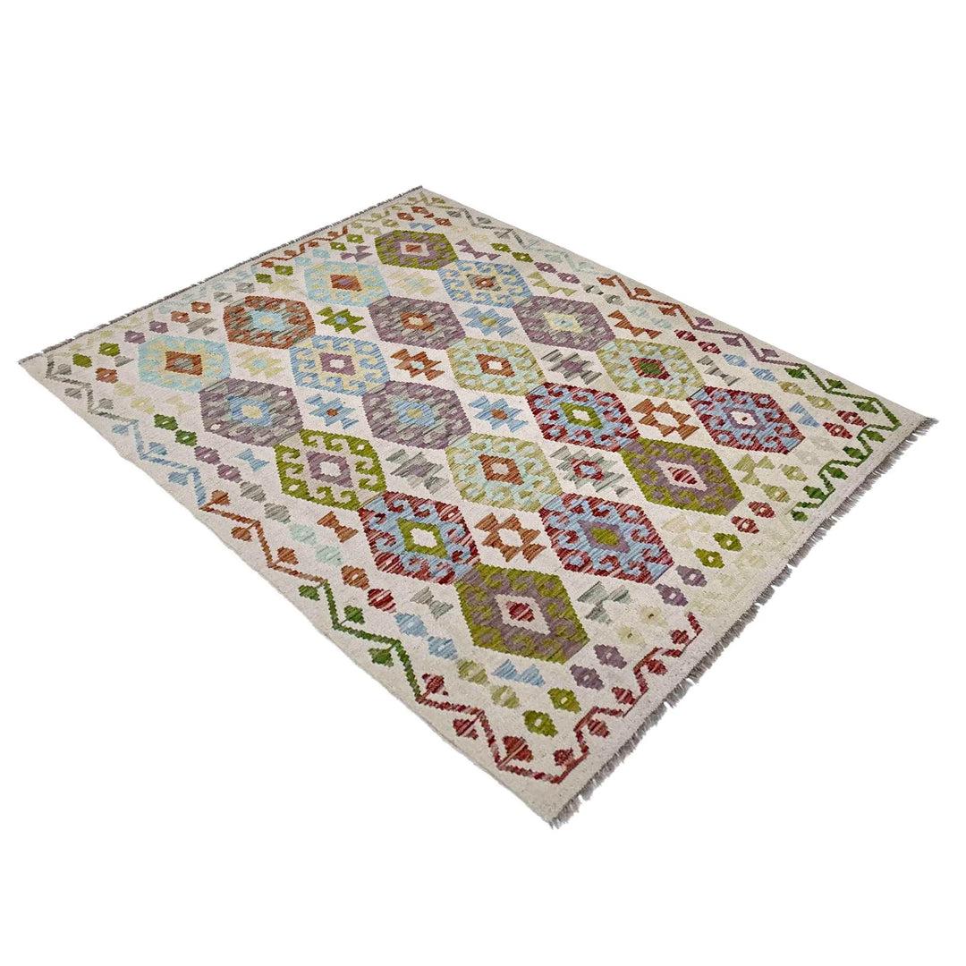 Afghan Kilim Rug 5'1" x 6'10" Flat-Weave | No. AL49849