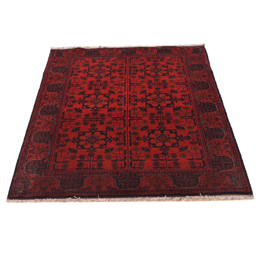 Red Afghan Khal Mohammadi Rug 3' 5" x 4' 7" Hand-Knotted | No. AL50025