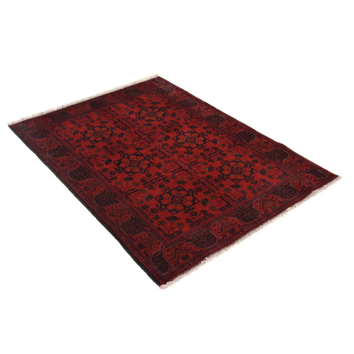 Red Afghan Khal Mohammadi Rug 3' 5" x 4' 7" Hand-Knotted | No. AL50025