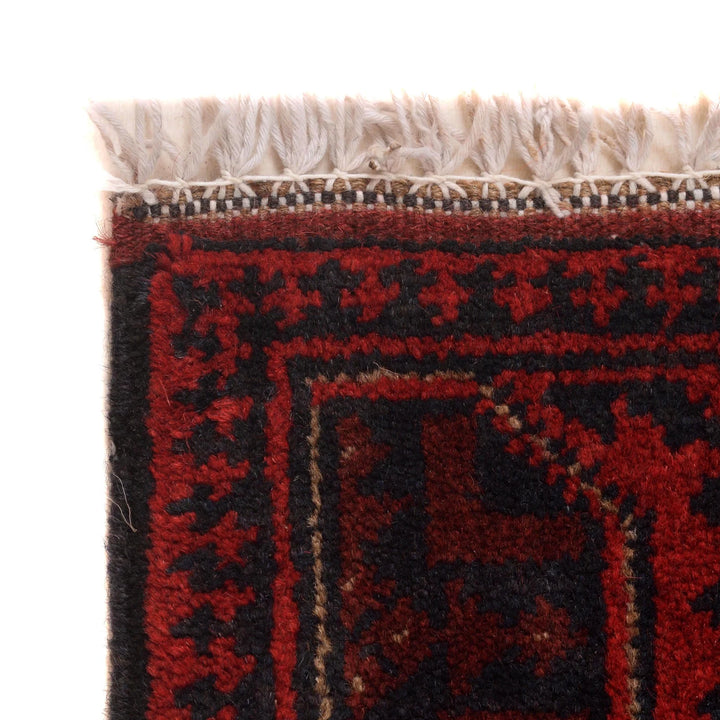 Red Afghan Khal Mohammadi Rug 3' 5" x 4' 7" Hand-Knotted | No. AL50025