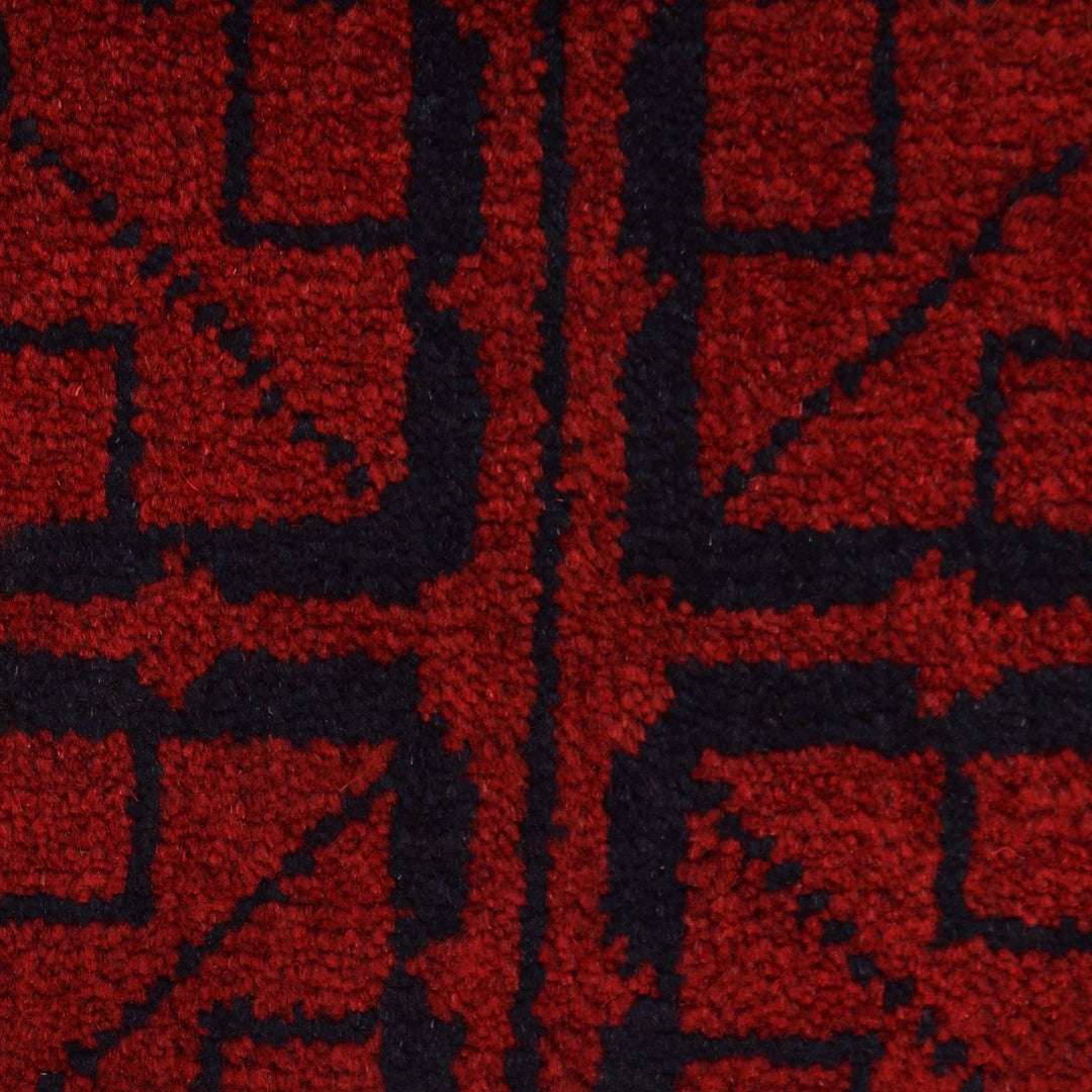 Red Afghan Khal Mohammadi Rug 3' 5" x 4' 7" Hand-Knotted | No. AL50025