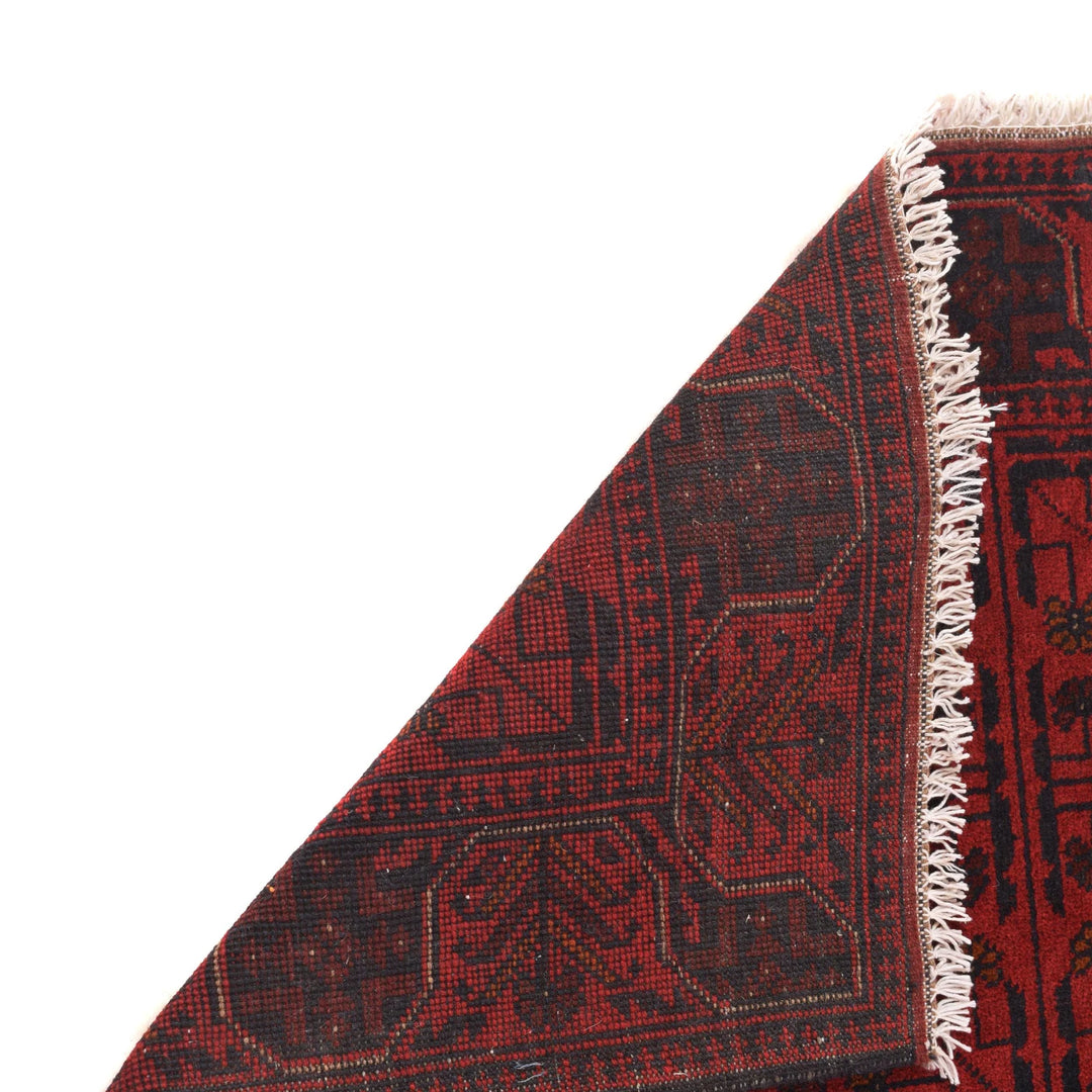 Red Afghan Khal Mohammadi Rug 3' 5" x 4' 7" Hand-Knotted | No. AL50025
