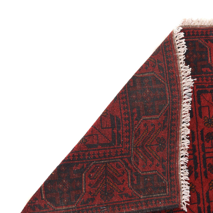 Red Afghan Khal Mohammadi Rug 3' 5" x 4' 7" Hand-Knotted | No. AL50025