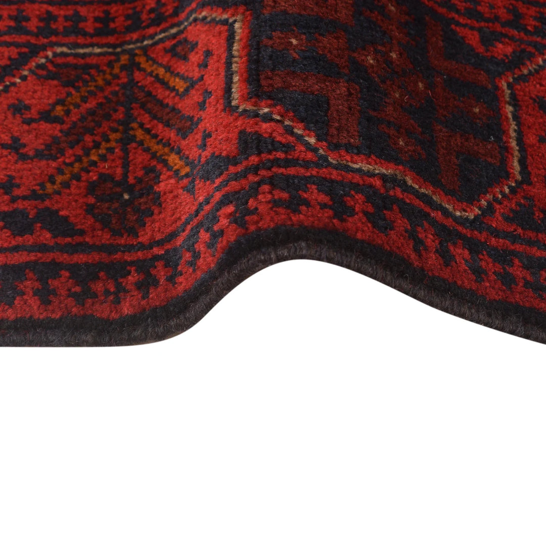 Red Afghan Khal Mohammadi Rug 3' 5" x 4' 7" Hand-Knotted | No. AL50025