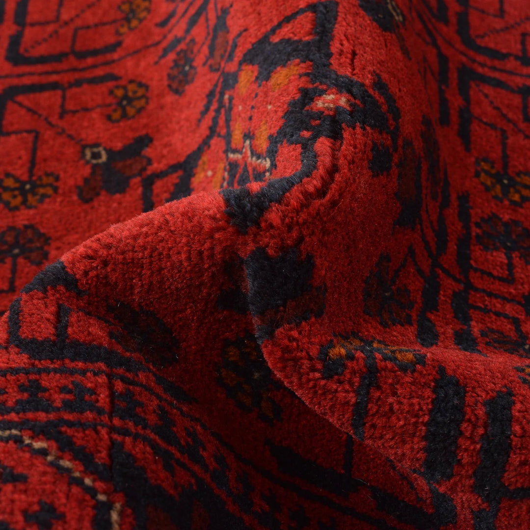 Red Afghan Khal Mohammadi Rug 3' 5" x 4' 7" Hand-Knotted | No. AL50025