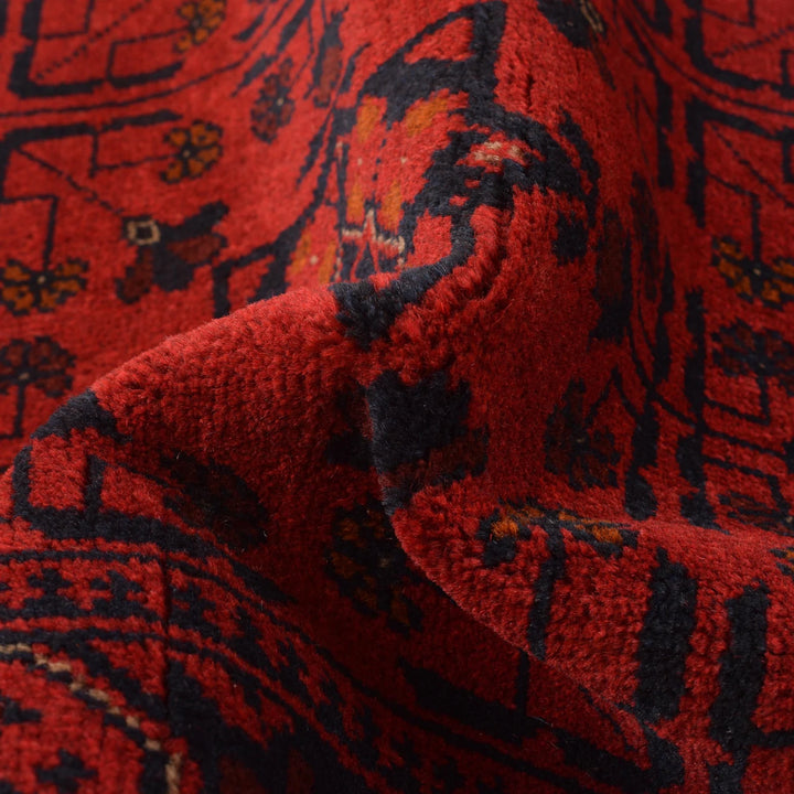 Red Afghan Khal Mohammadi Rug 3' 5" x 4' 7" Hand-Knotted | No. AL50025