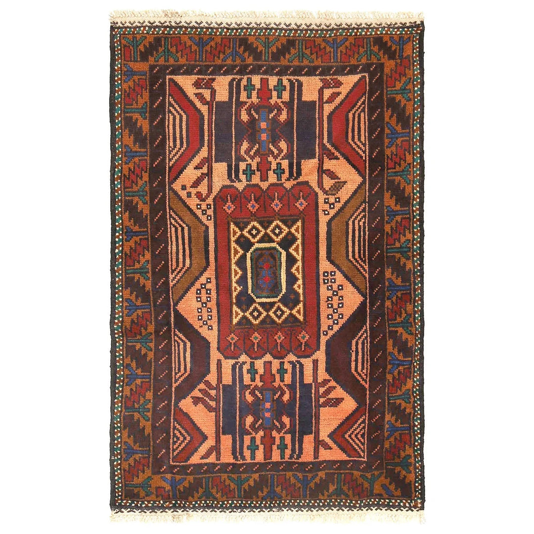 Afghan Baluchi Rug 2' 10" x 4' 9" Hand-Knotted | No. AL50059