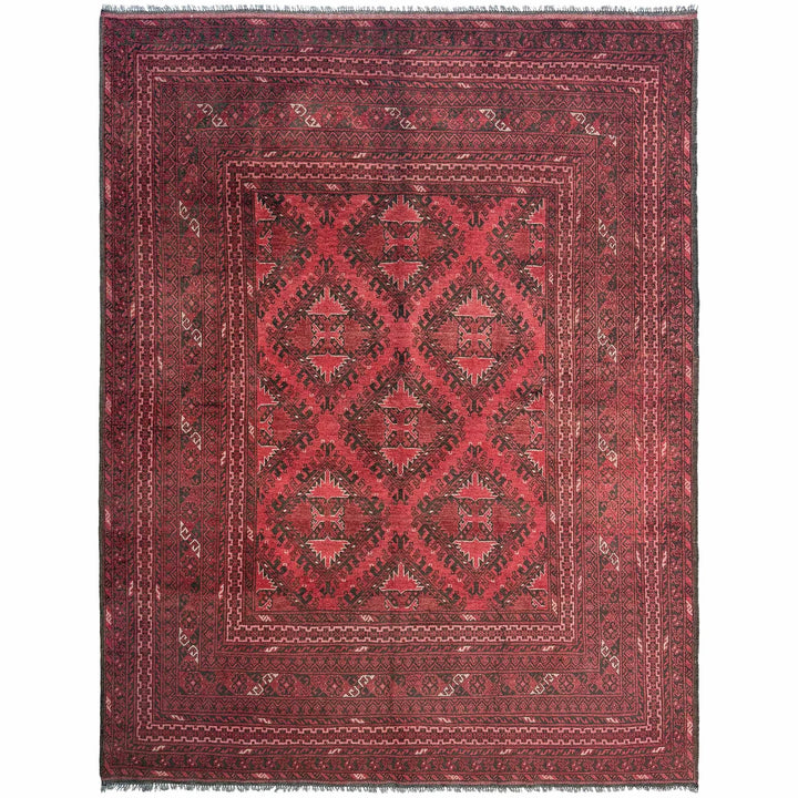Red Afghan Khal Mohammadi Rug 6' 8" x 9' 5" Hand-Knotted | No. AL50081
