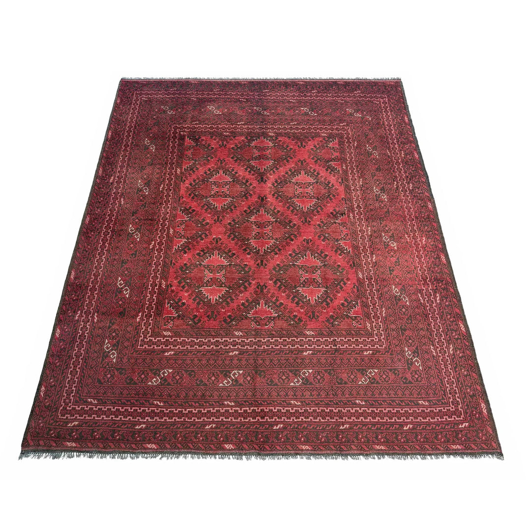 Red Afghan Khal Mohammadi Rug 6' 8" x 9' 5" Hand-Knotted | No. AL50081