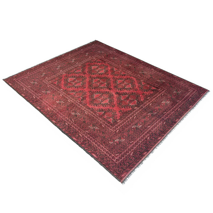 Red Afghan Khal Mohammadi Rug 6' 8" x 9' 5" Hand-Knotted | No. AL50081