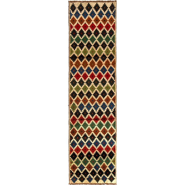 Beige Afghan Baluchi Rug 2' 6" x 9' 6" Hand-Knotted | No. AL50082