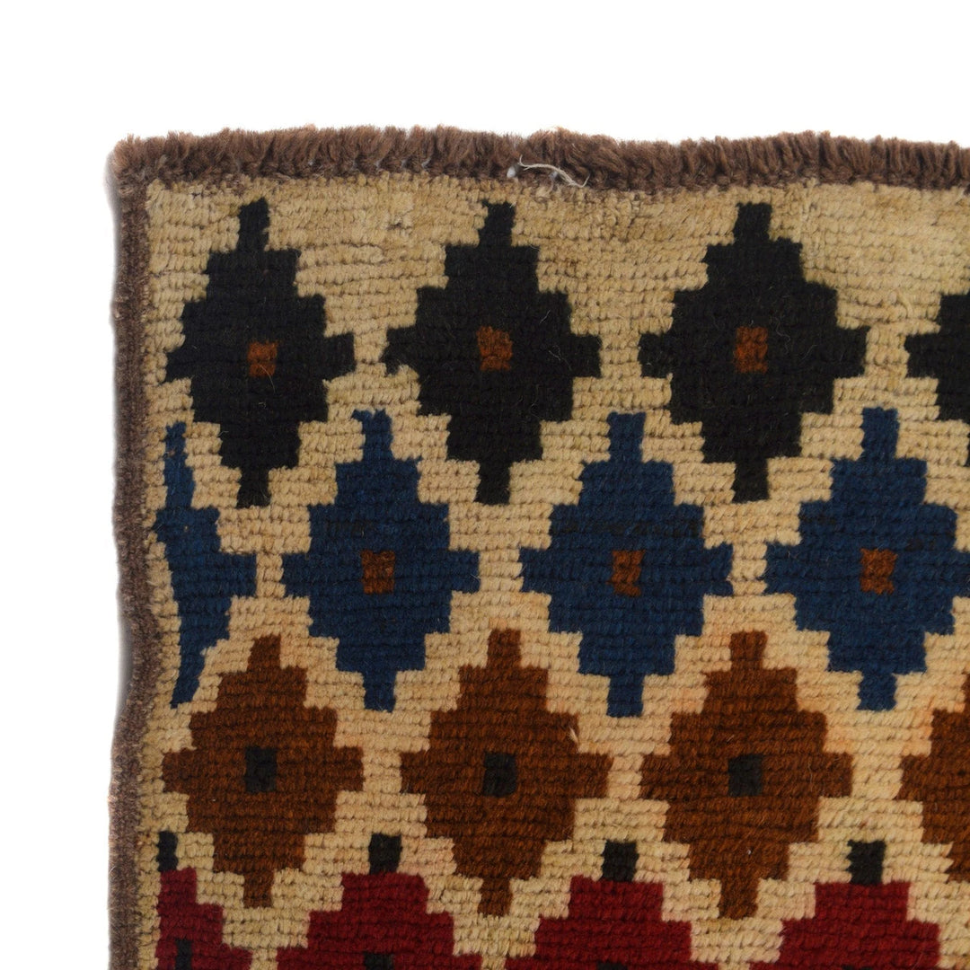 Beige Afghan Baluchi Rug 2' 6" x 9' 6" Hand-Knotted | No. AL50082