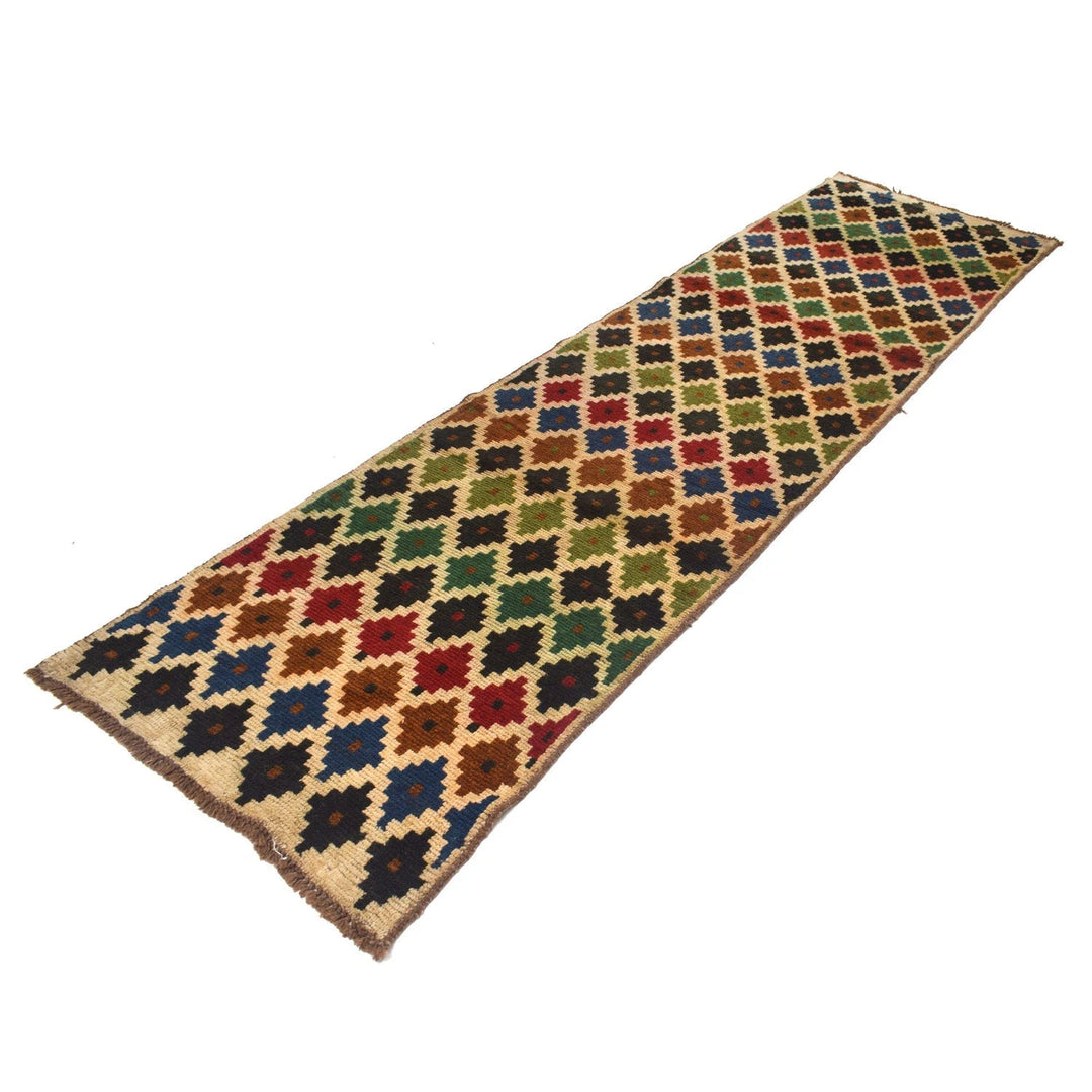 Beige Afghan Baluchi Rug 2' 6" x 9' 6" Hand-Knotted | No. AL50082