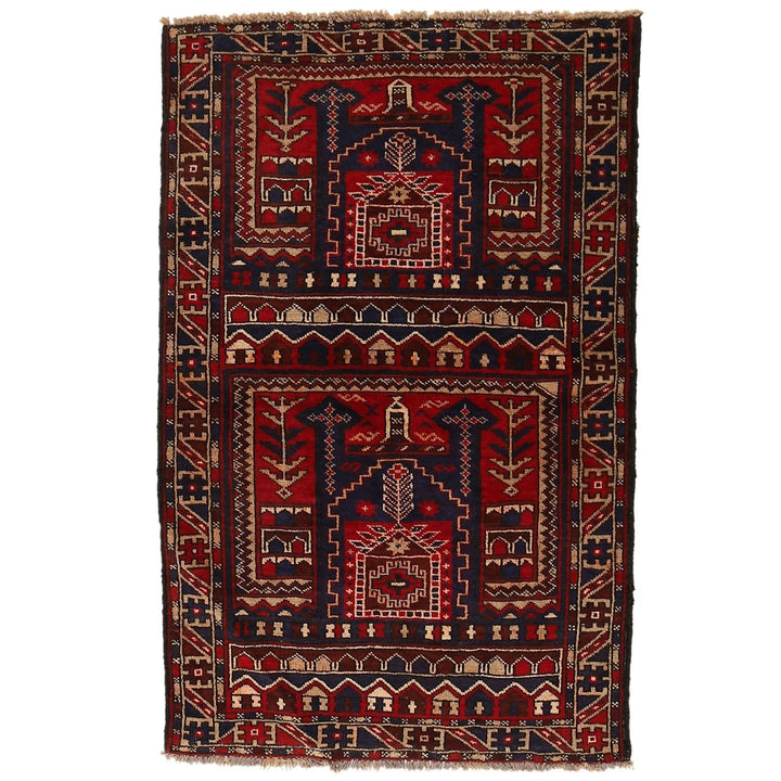 Afghan Prayer Rug 2' 8" x 4' 2" Hand-Knotted | No. AL50095