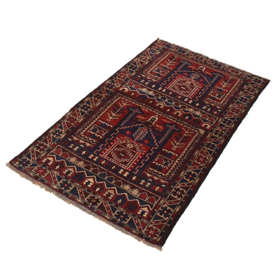 Afghan Prayer Rug 2' 8" x 4' 2" Hand-Knotted | No. AL50095