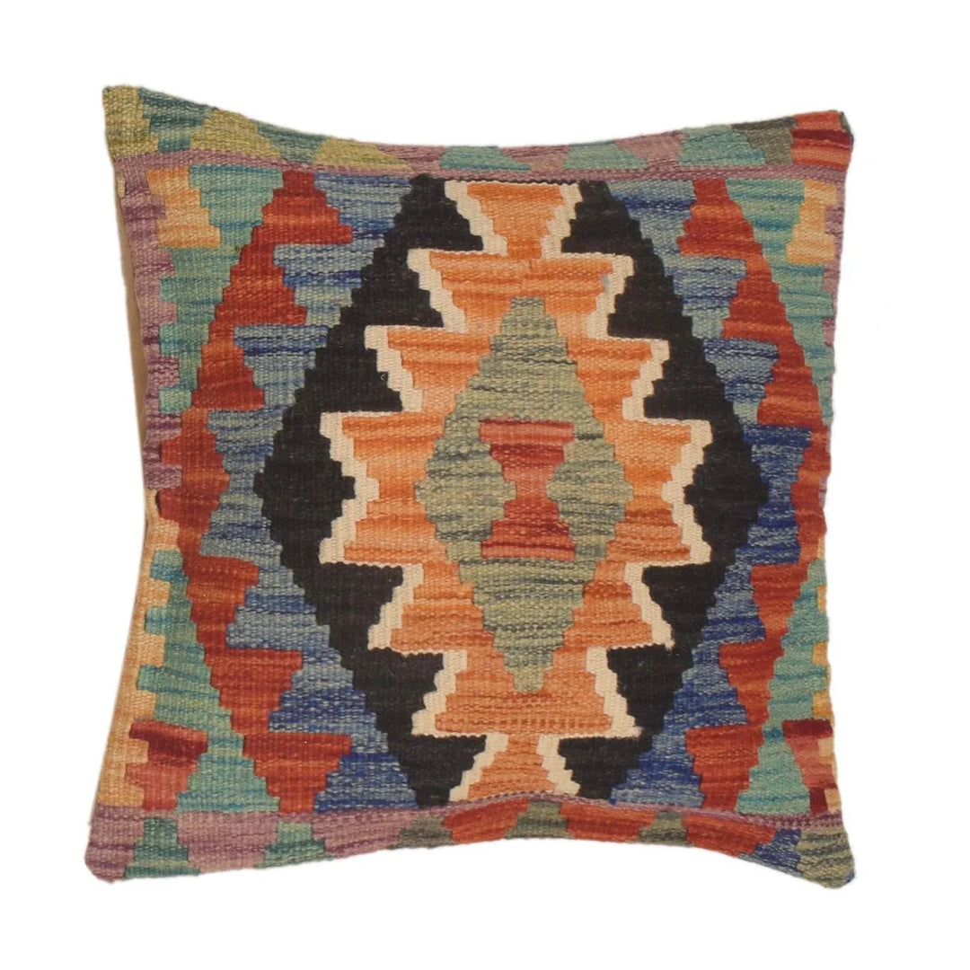Afghan Kilim Cushion Cover 1' 6" x 1' 6" Flat-Weave | No. AL50117