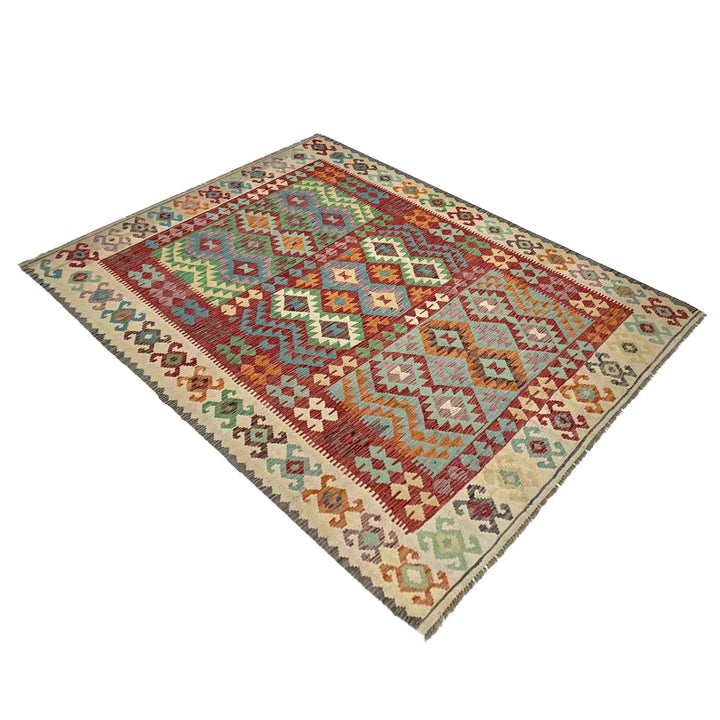 Afghan Vegetable Kilim Rug 6'8" x 9'9" Flat-Weave | No. AL502159