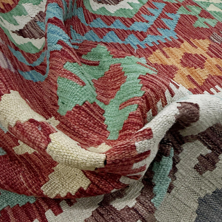 Afghan Vegetable Kilim Rug 6'8" x 9'9" Flat-Weave | No. AL502159