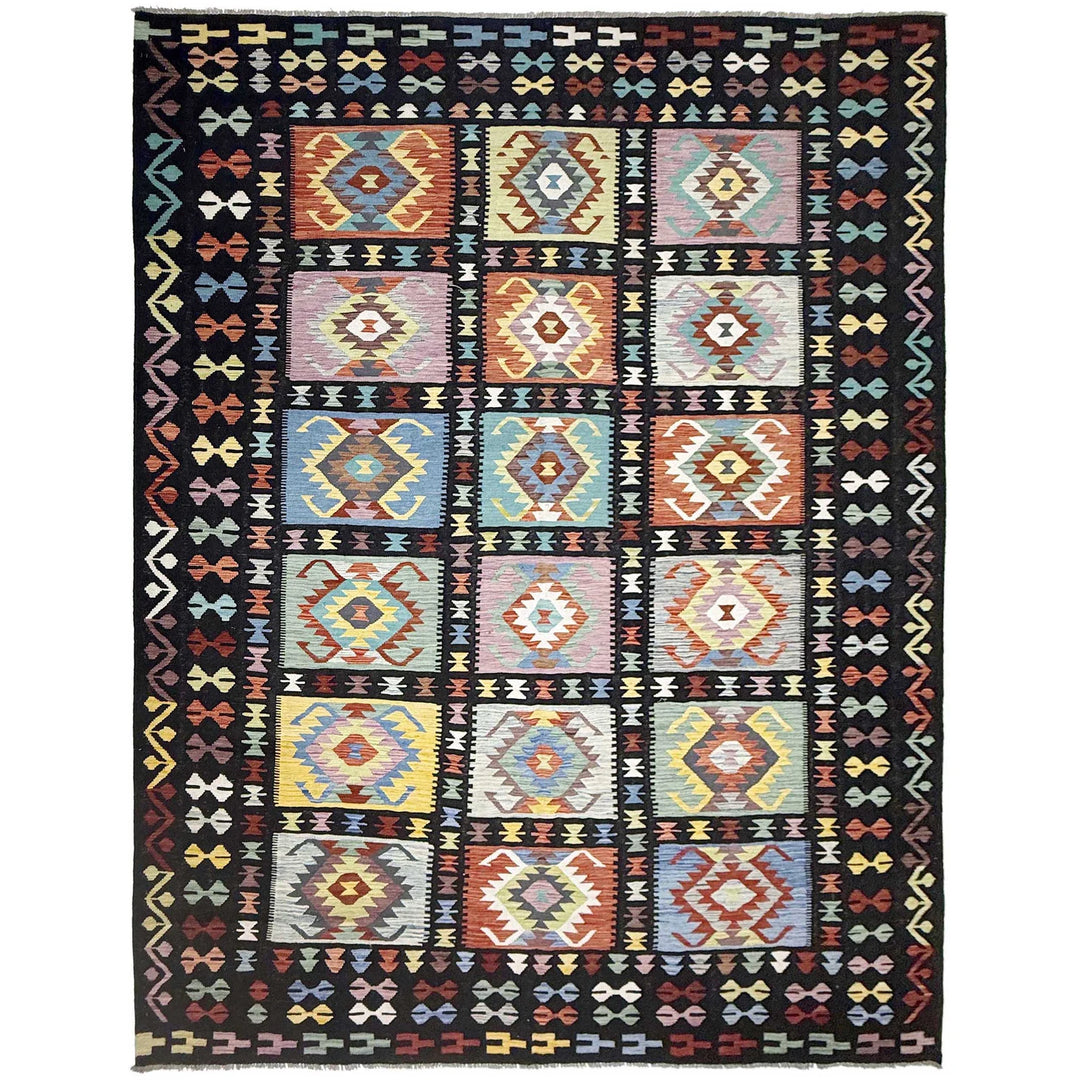 Afghan Kilim Rug 9' 5" x 12' 6" Flat-Weave | No. AL50222