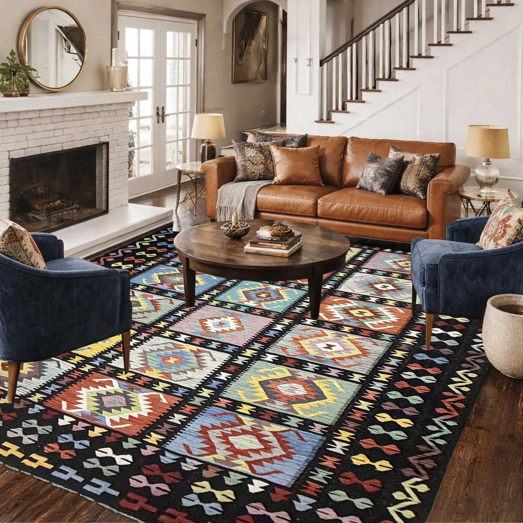 Afghan Kilim Rug 9' 5" x 12' 6" Flat-Weave | No. AL50222