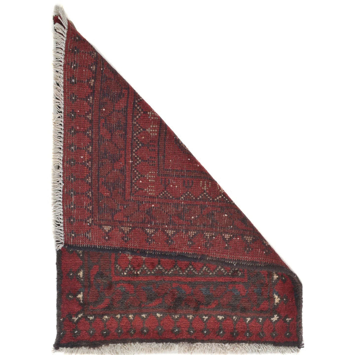 Red Afghan Oriental Rug 1' 8" x 2' 4" Hand-Knotted | No. AL50227