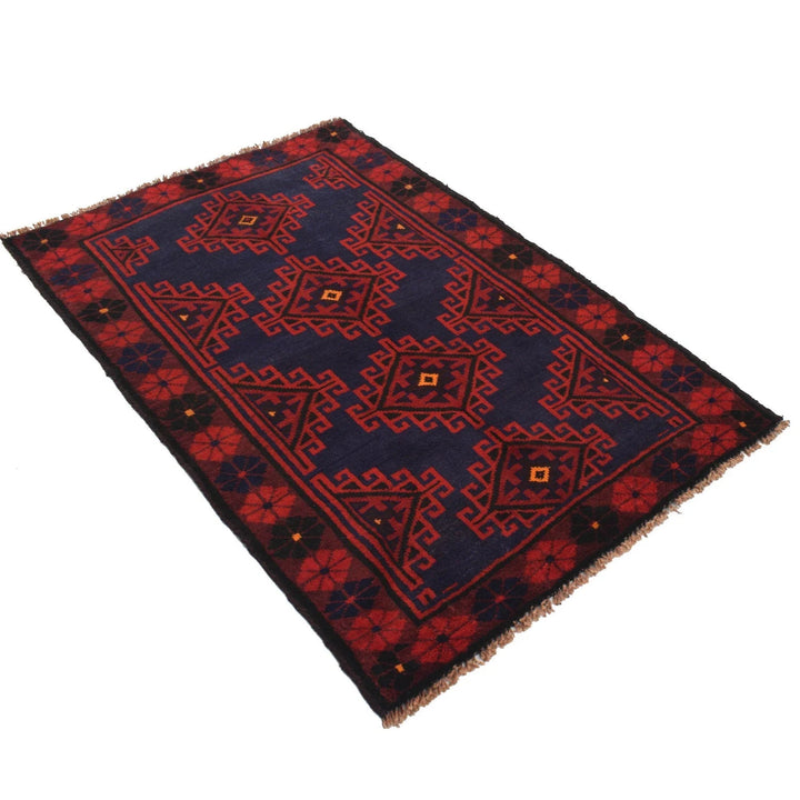 Afghan Baluchi Rug 3' 2" x 4' 8" Hand-Knotted | No. AL50242