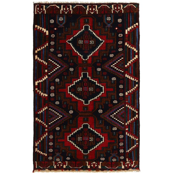 Afghan Baluchi Rug 2' 10" x 4' 8" Hand-Knotted | No. AL50299