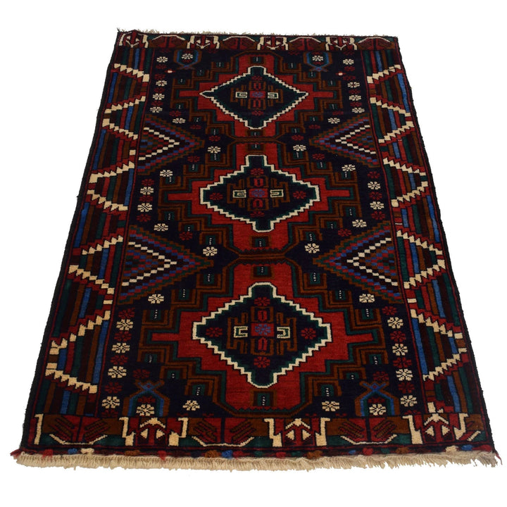 Afghan Baluchi Rug 2' 10" x 4' 8" Hand-Knotted | No. AL50299