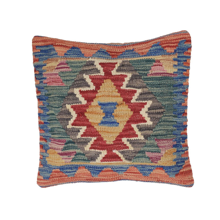 Afghan Kilim Cushion Cover 1' 4" x 1' 5" Flat-Weave | No. AL50314
