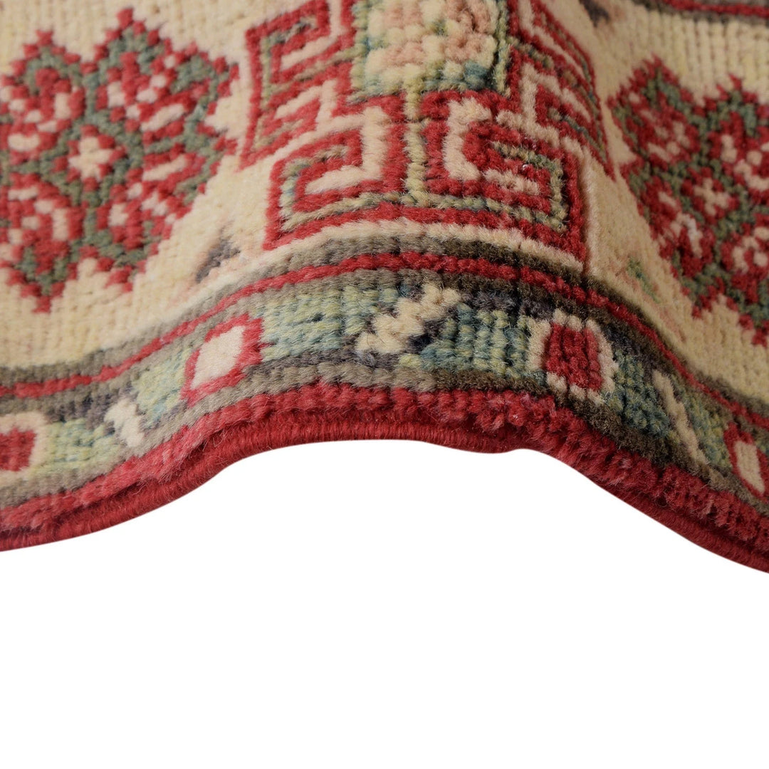 Red Afghan Kazak Rug 2' 9" x 3' 11" Hand-Knotted | No. AL50323