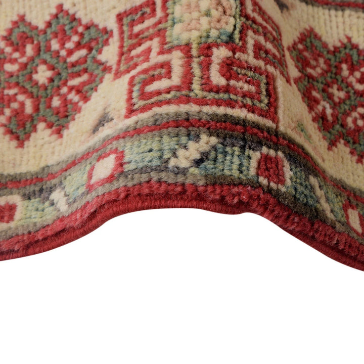 Red Afghan Kazak Rug 2' 9" x 3' 11" Hand-Knotted | No. AL50323