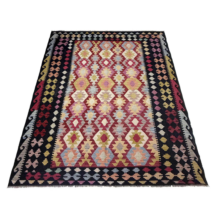 Afghan Vegetable Kilim Rug 6' 7" x 9' 9" Flat-Weave | No. AL503641