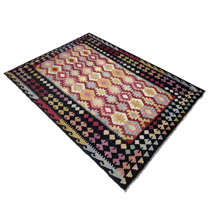 Afghan Vegetable Kilim Rug 6' 7" x 9' 9" Flat-Weave | No. AL503641