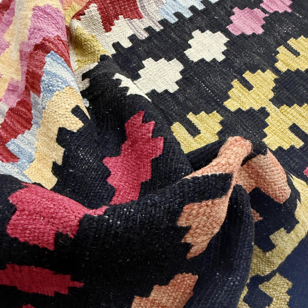 Afghan Vegetable Kilim Rug 6' 7" x 9' 9" Flat-Weave | No. AL503641