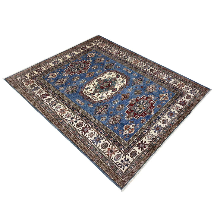 Blue Afghan Kazak Rug 5' 9" x 7' 11" Hand-Knotted | No. AL50367