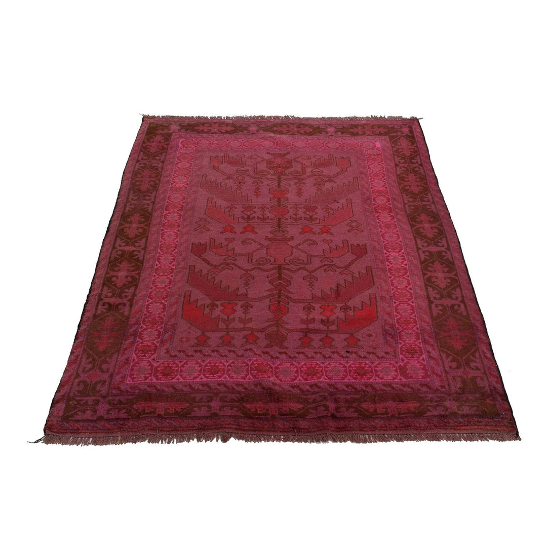 Pink Pakistani Overdye Rug 3' 9" x 5' 2" Hand-Knotted | No. AL50389